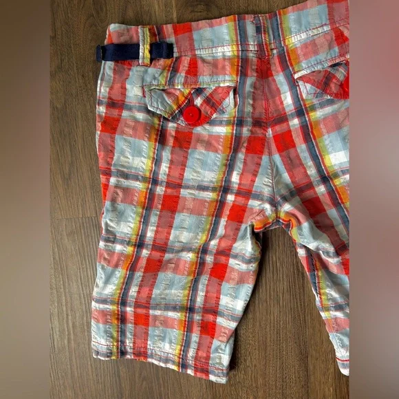 TAIKONHU Seersucker Plaid Patchwork Bermuda Shorts Preppy Coastal Y2K Style | S - Picture 13 of 15